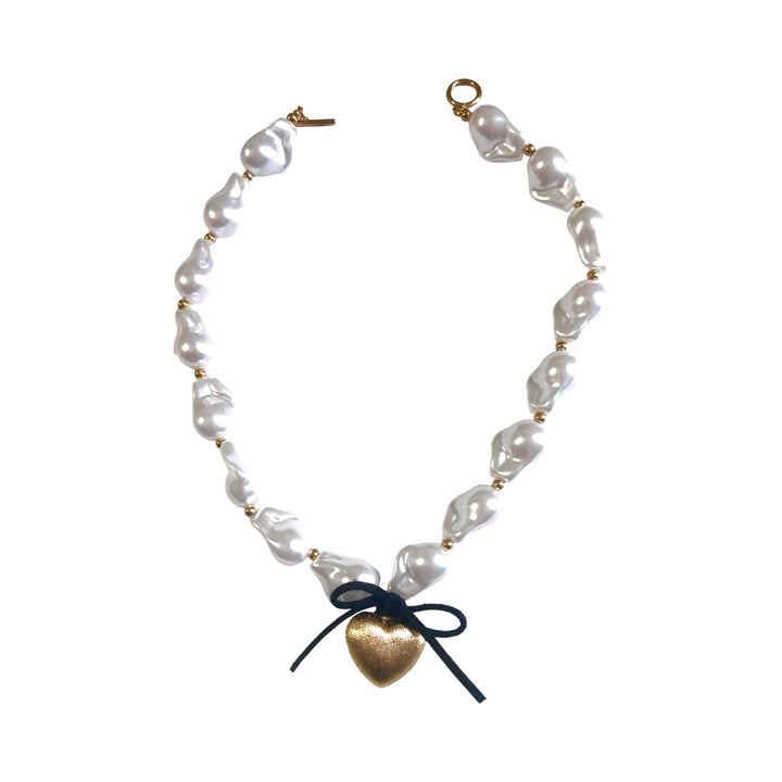 Rebecca Baroque Pearl Heart Necklace