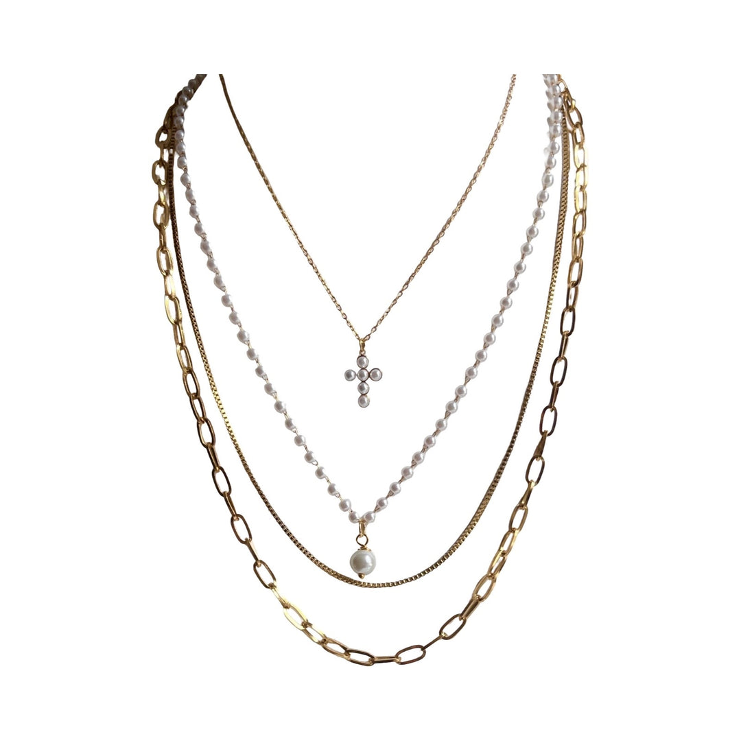 Three Strand Gold and Pearl Necklace