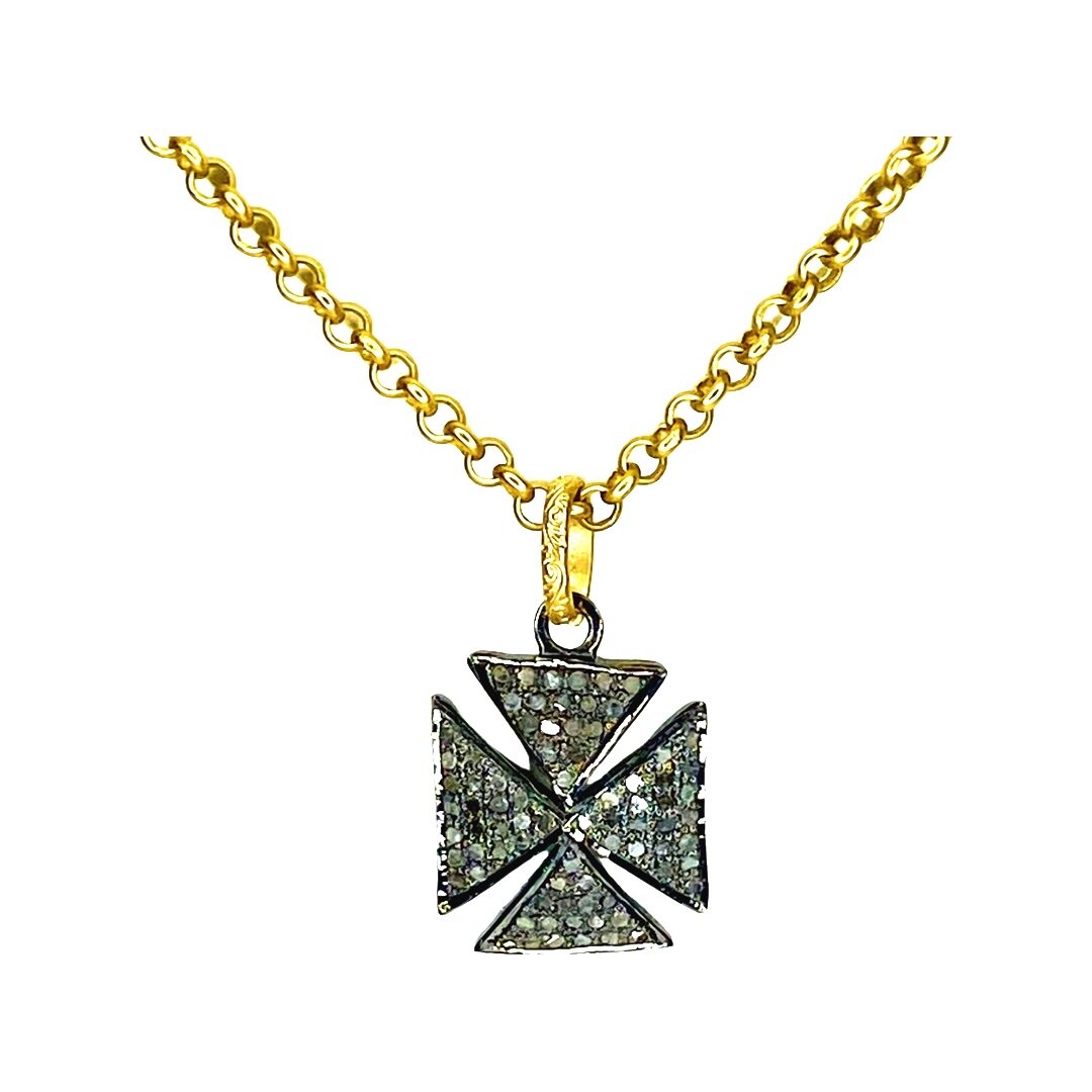 Diamond Maltese Cross Pendant Necklace