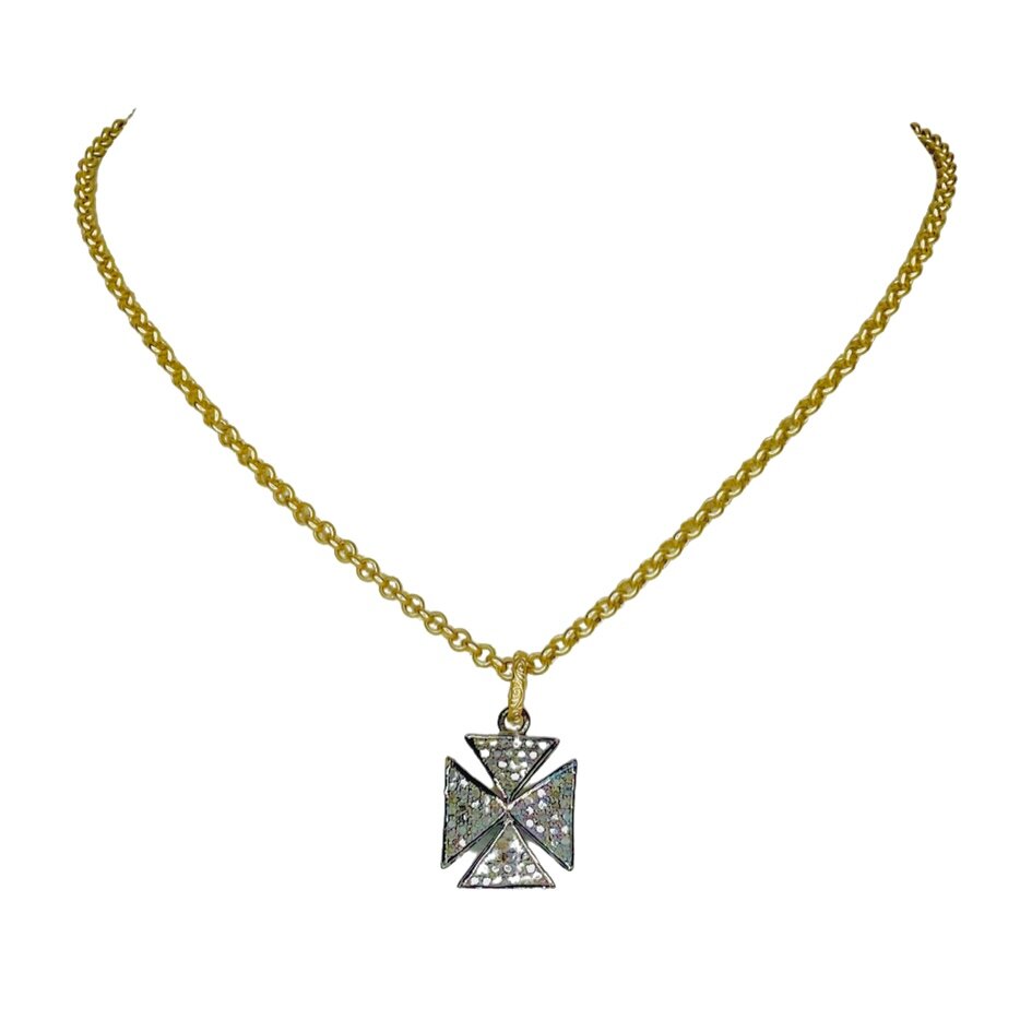 Diamond Maltese Cross Pendant Necklace