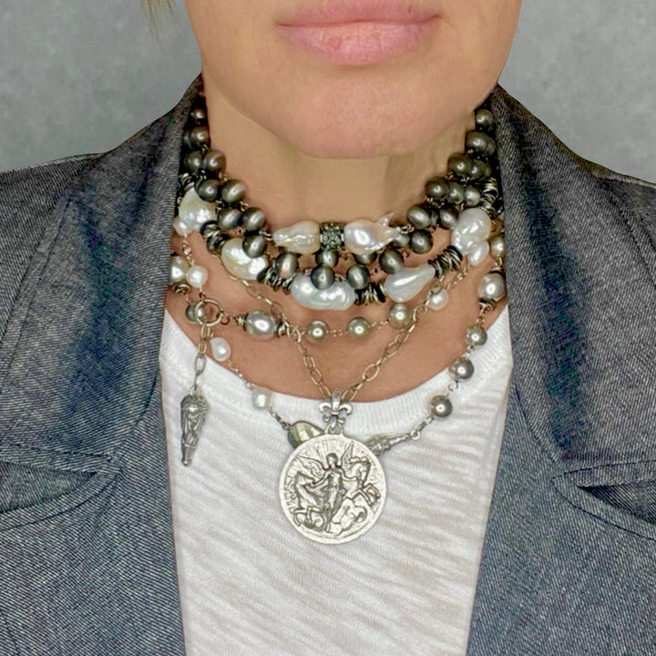 Page Long Gray and Baroque Pearl Necklace