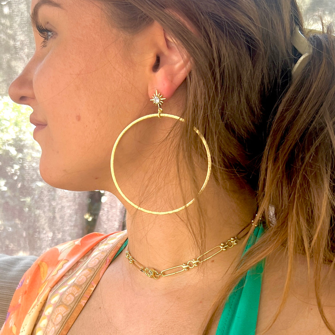 North Star Champagne Gold Hoop Earrings