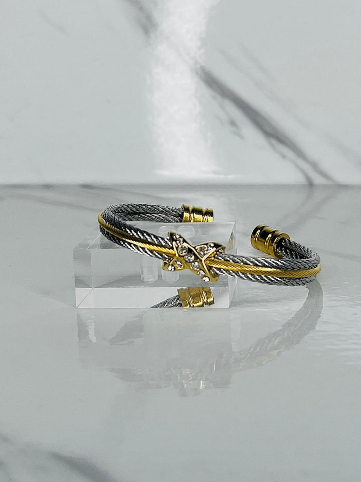 Silver and Gold Cable Cuff Bracelets Choose from Two Different Styles