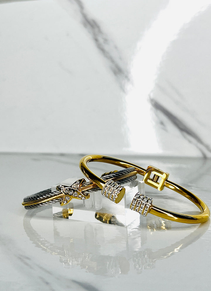 Silver and Gold Cable Cuff Bracelets Choose from Two Different Styles
