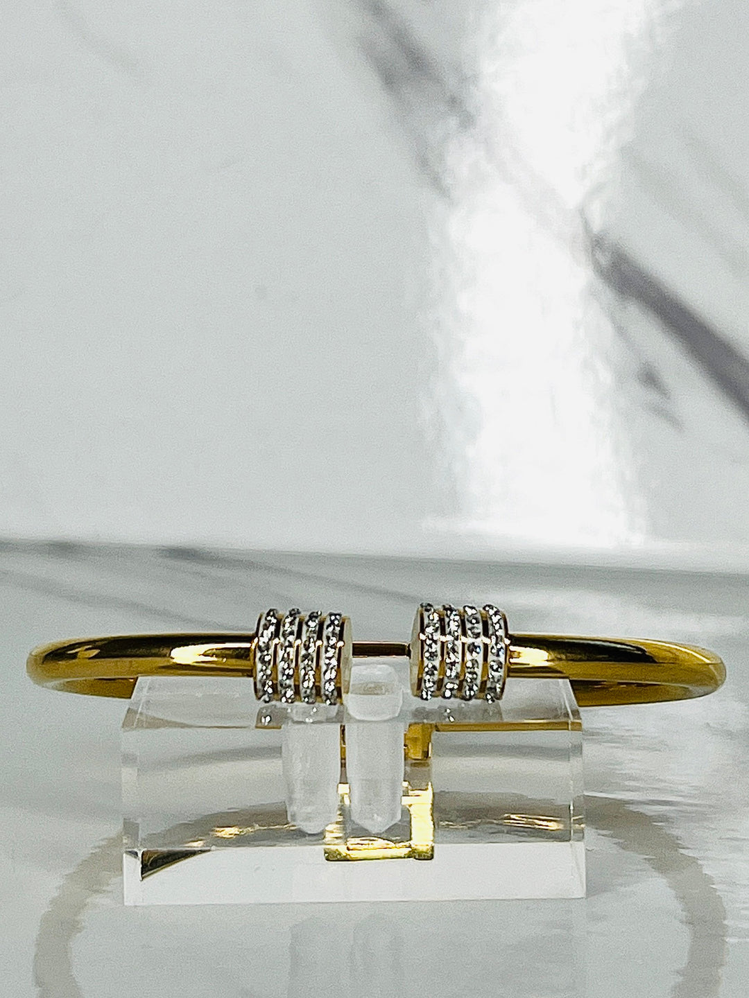 Studded Padlock Bangle Bracelet in Gold or Silver