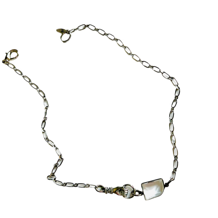 Silver Faceted Crystal Hand Pendant Necklace