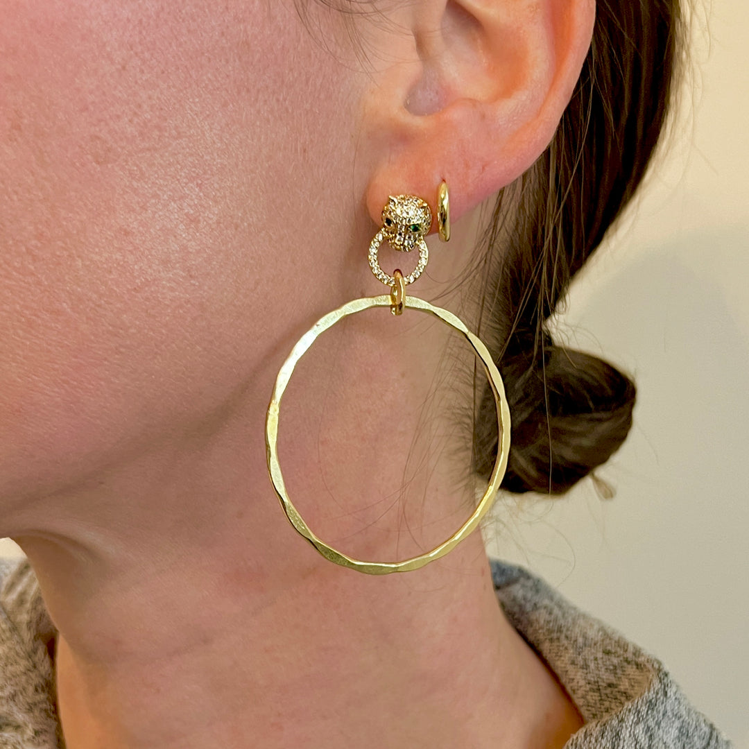 Jaguar Hammered Gold Hoop Earrings