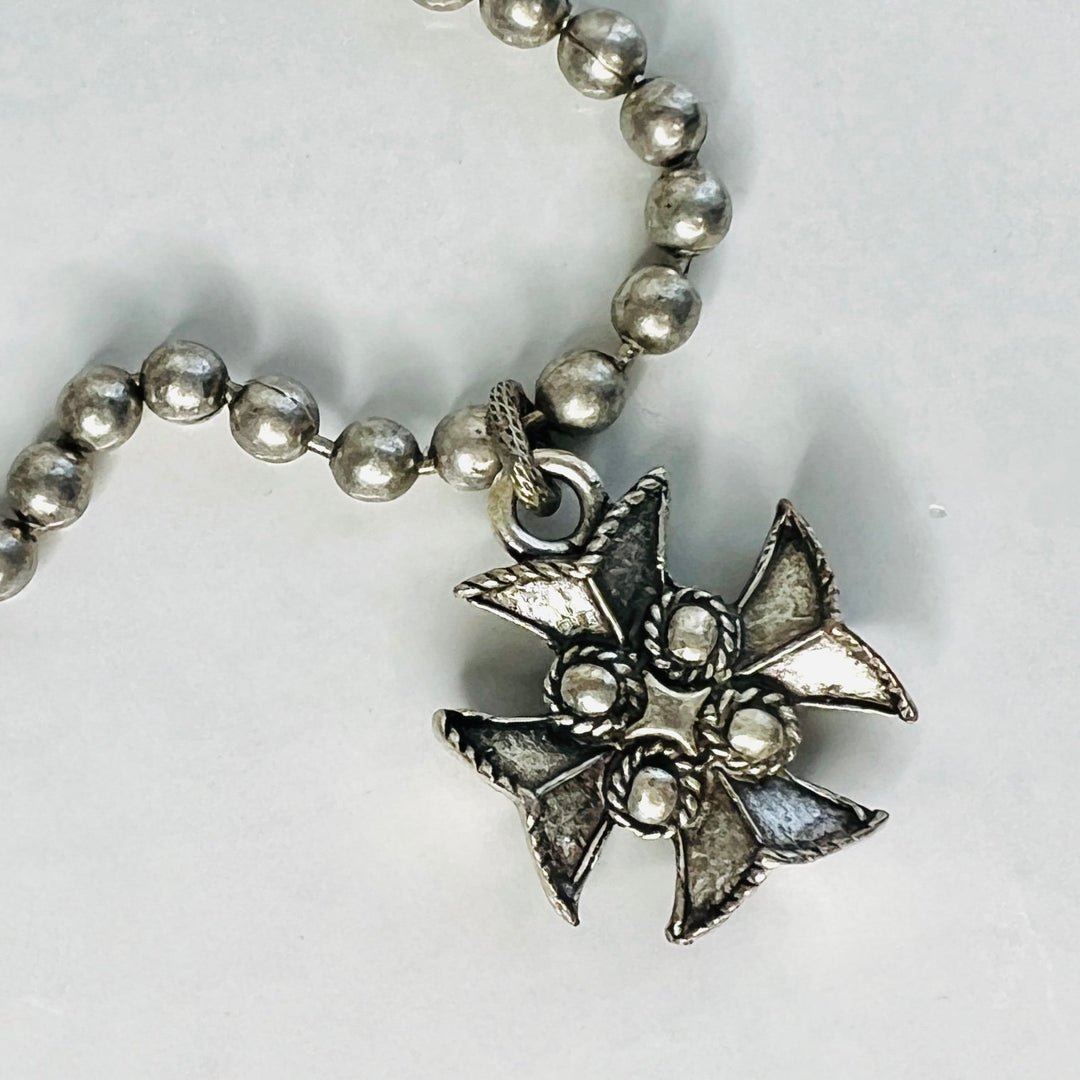 Templar Matte Silver Cross Pendant Necklace