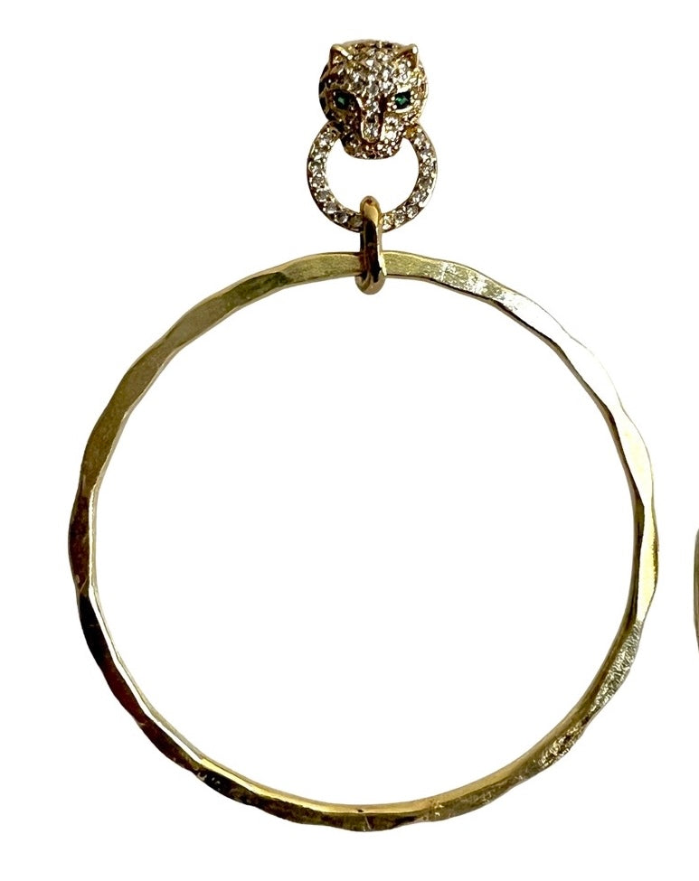 Jaguar Hammered Gold Hoop Earrings