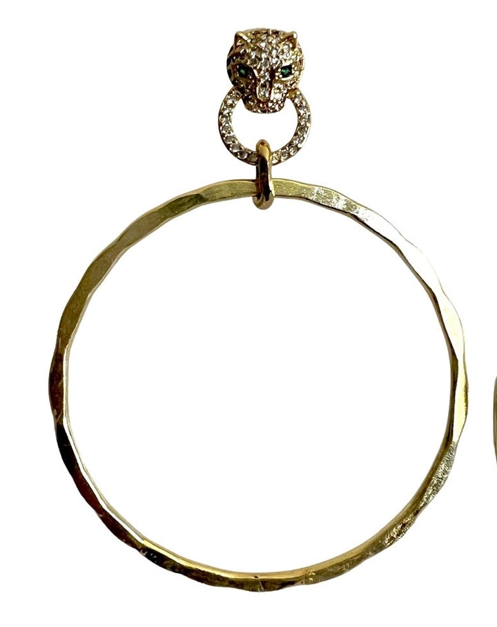 Jaguar Hammered Gold Hoop Earrings