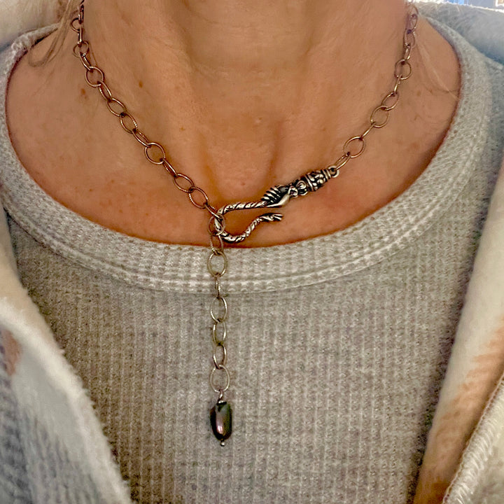 Sadie Vintage Hand Pendant in Antique Silver