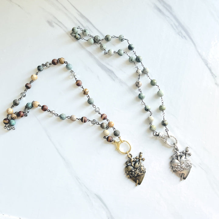 Ex Voto African Turquoise Necklace in Brass or Rhodium