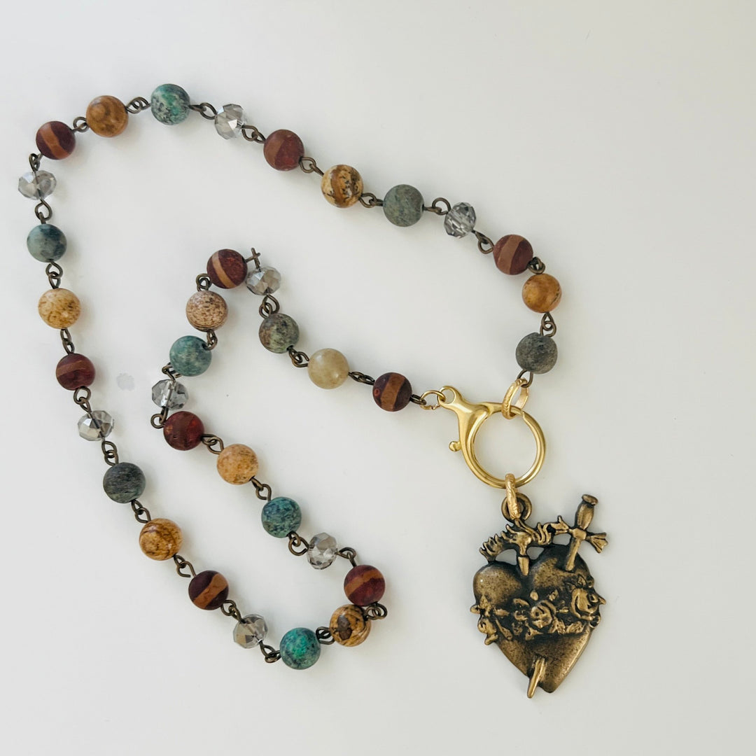 Ex Voto African Turquoise Necklace in Brass or Rhodium