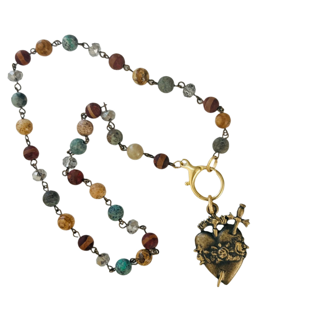 Ex Voto African Turquoise Necklace in Brass or Rhodium