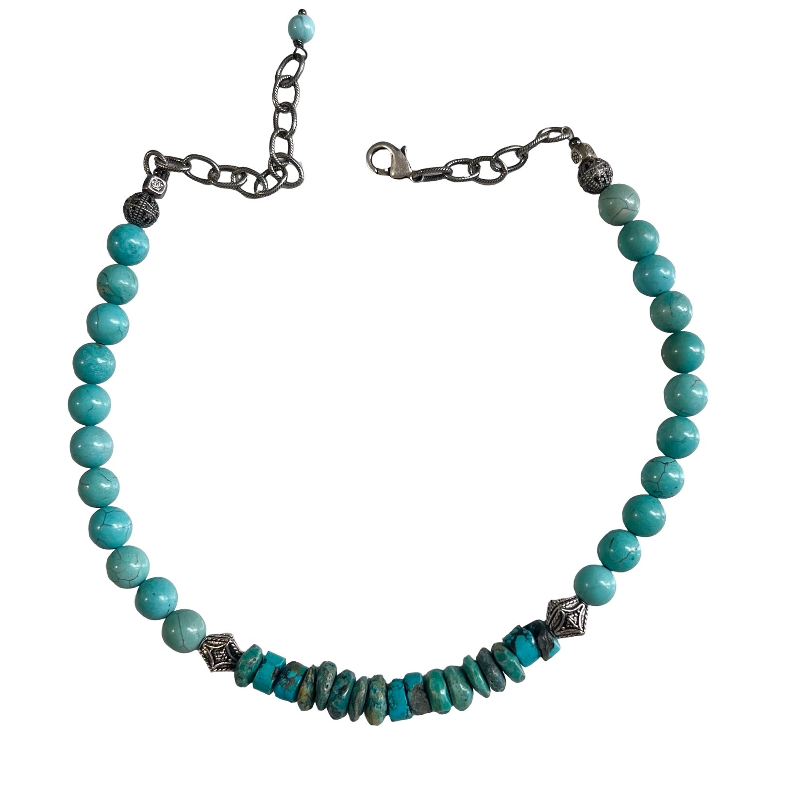 Turquoise,  Howlite and Silver Fiji Necklace