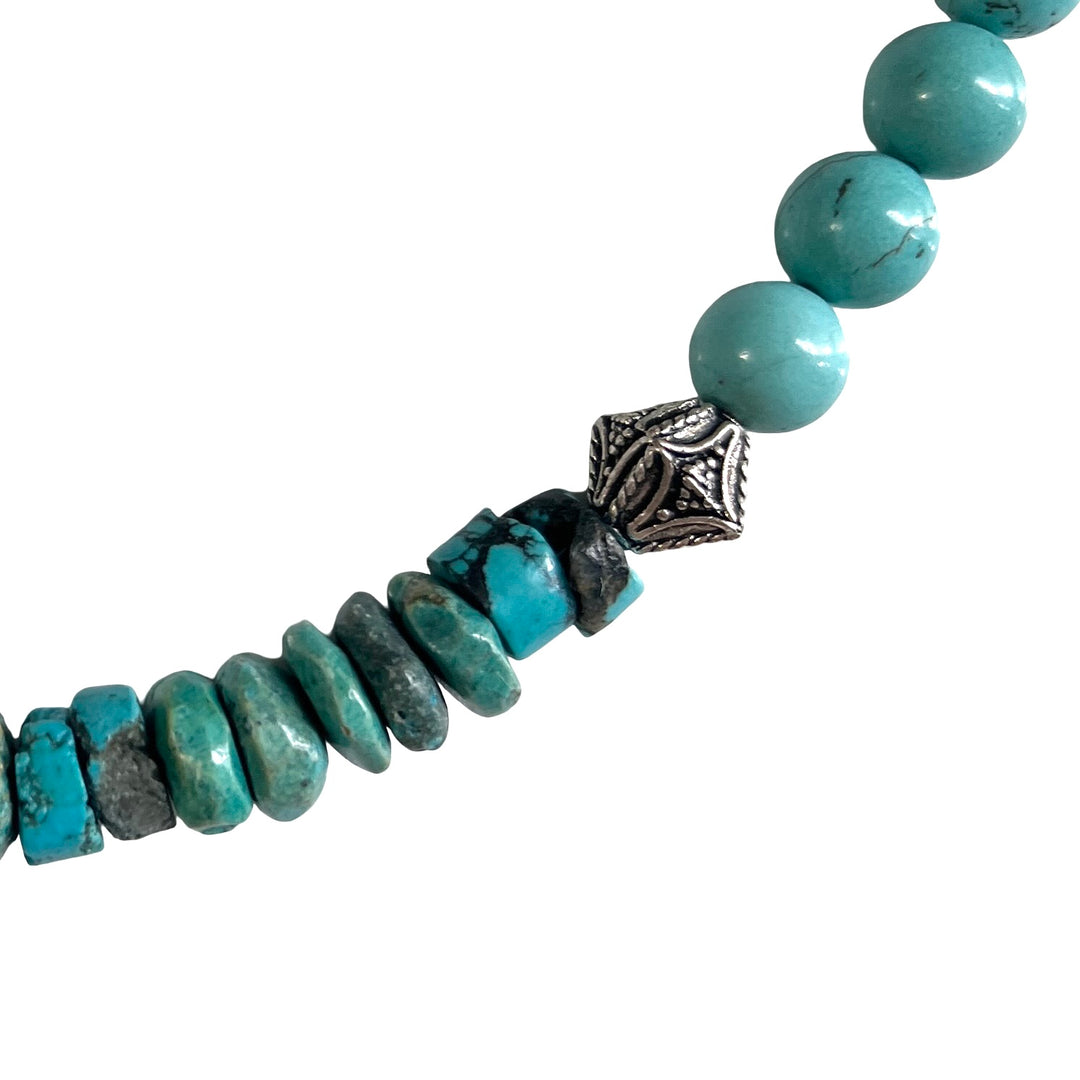 Turquoise,  Howlite and Silver Fiji Necklace