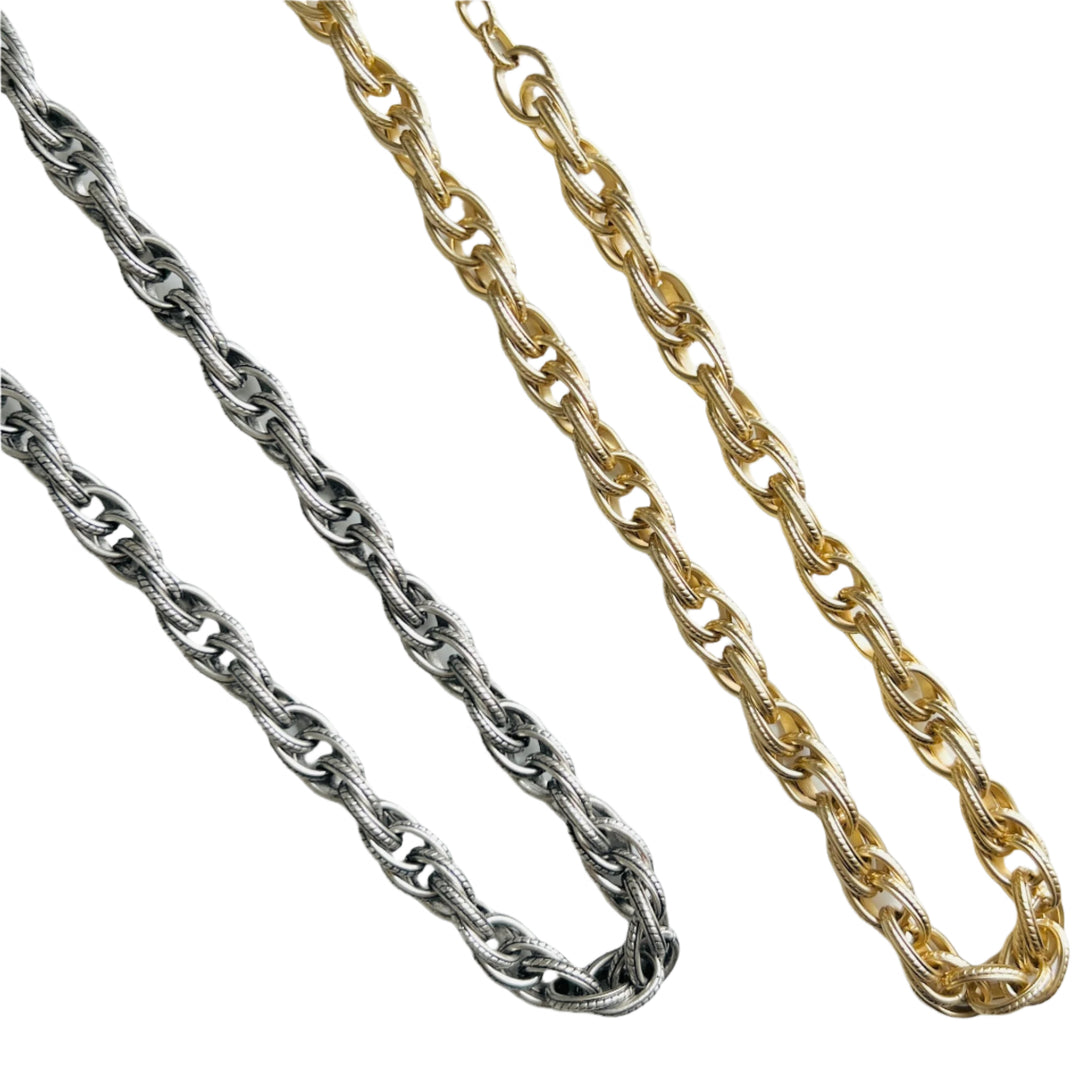 Vivant Aged Silver or Matte Gold Etched Oval Link Statement Chain