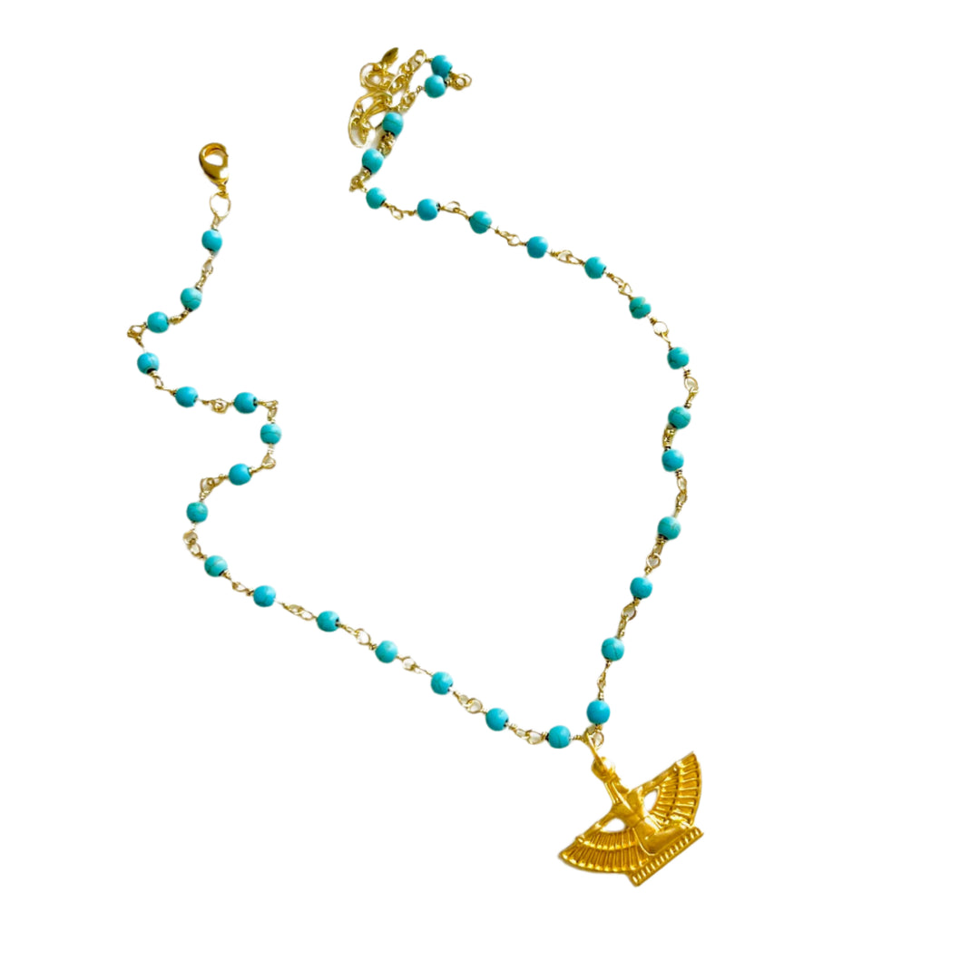 Isis Turquoise and Gold Pendant Necklace