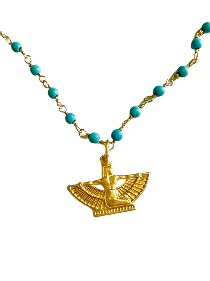 Isis Turquoise and Gold Pendant Necklace