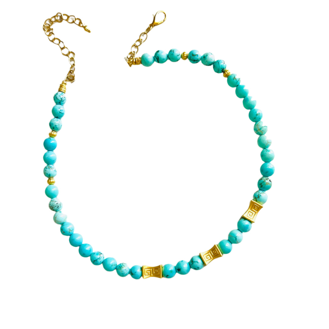 Antigua Turquoise and Gold Beaded Necklace