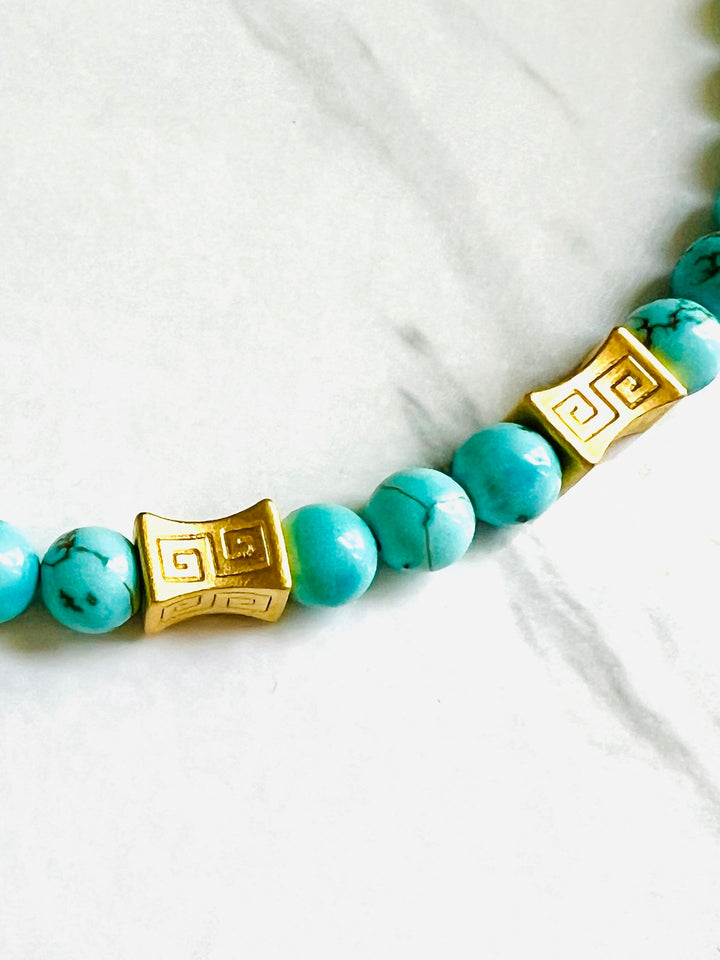 Antigua Turquoise and Gold Beaded Necklace