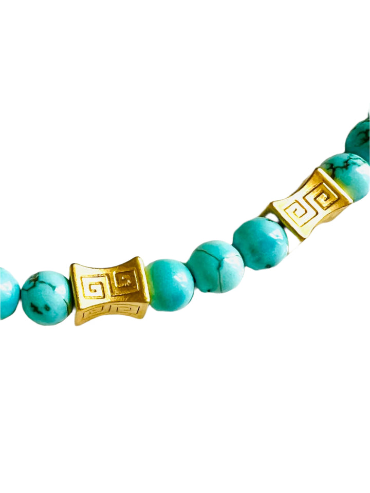 Antigua Turquoise and Gold Beaded Necklace