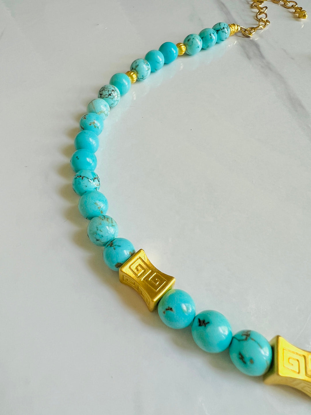 Antigua Turquoise and Gold Beaded Necklace