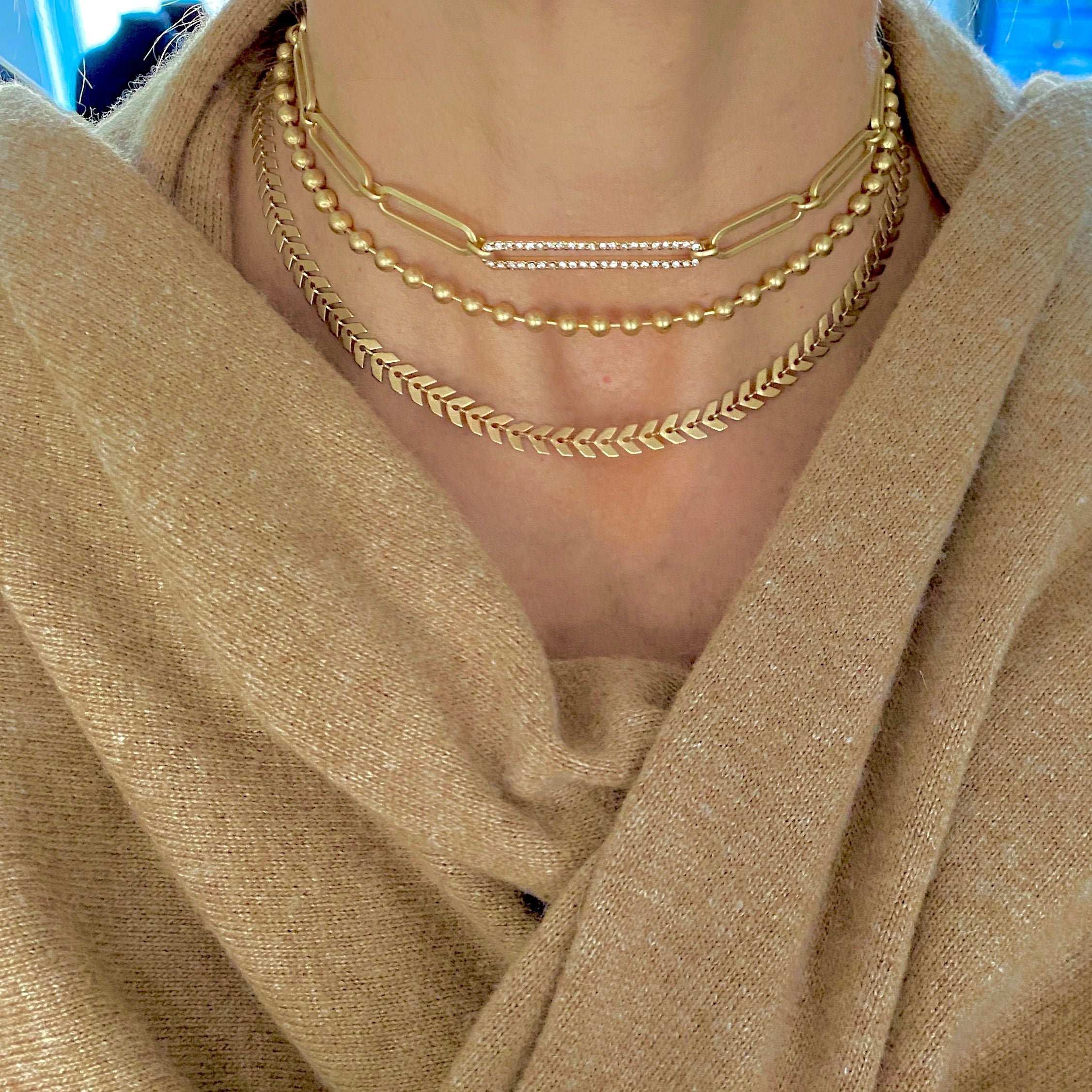 Champagne Gold and Crystal Paperclip Choker Necklace