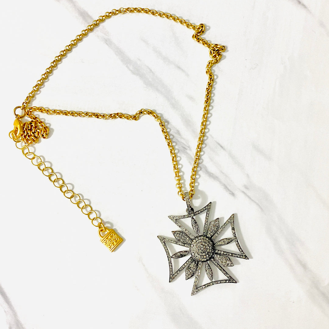 Diamond maltese cross necklace Clearance