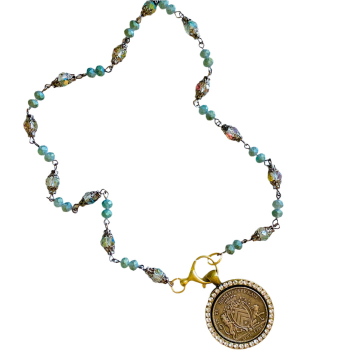 Brigitte Beaded French Coin Necklace