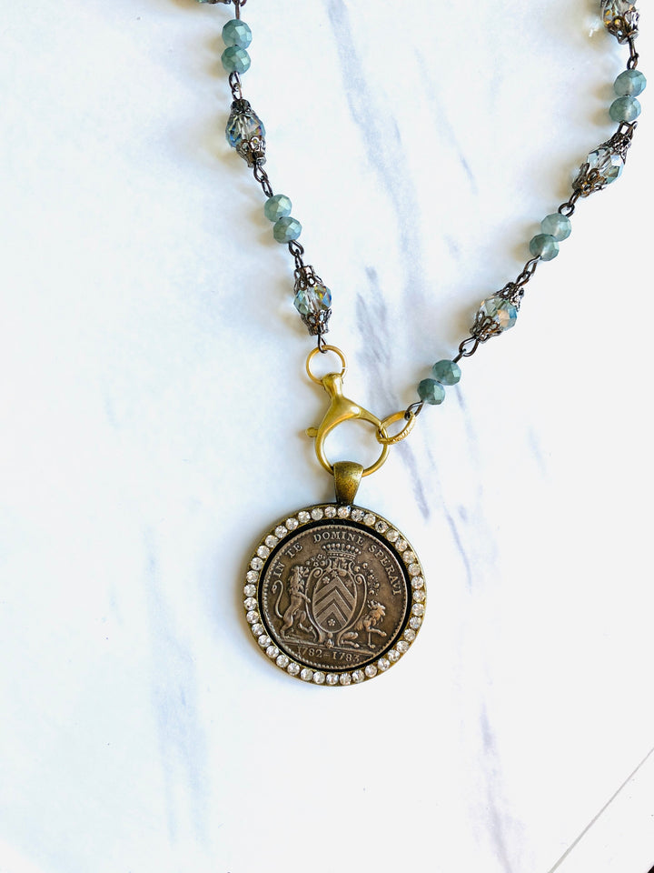 Brigitte Beaded French Coin Necklace