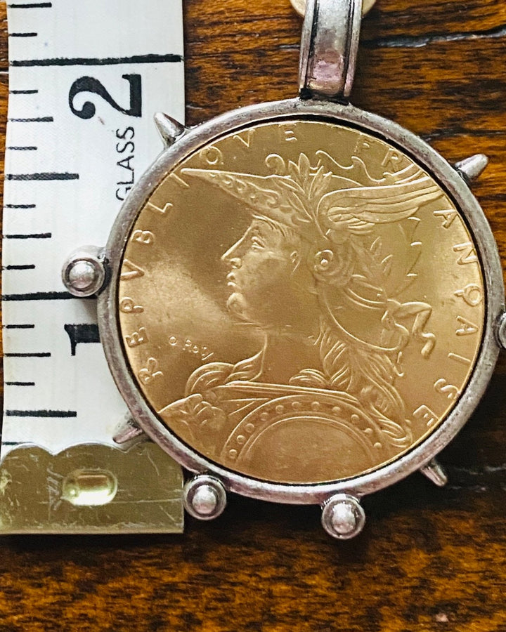 Large French Coin and Pearl Necklace