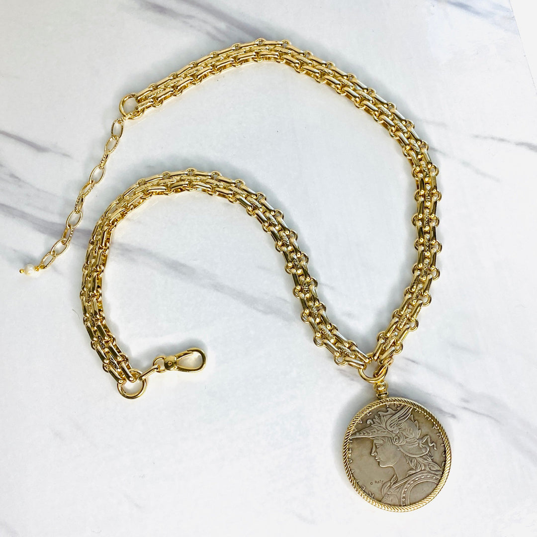 Francois Large Coin Pendant Necklace