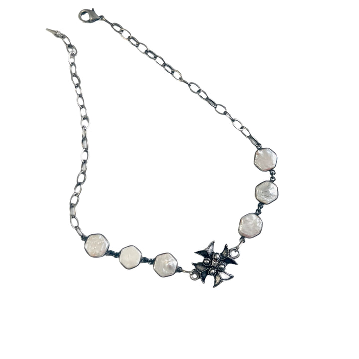 Freshwater Pearl Chain and Templar Cross Choker Necklace
