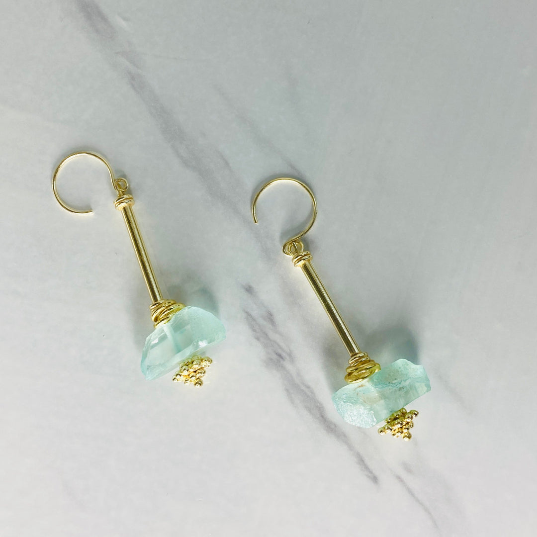 Aegean Sea Glass Drop Earrings