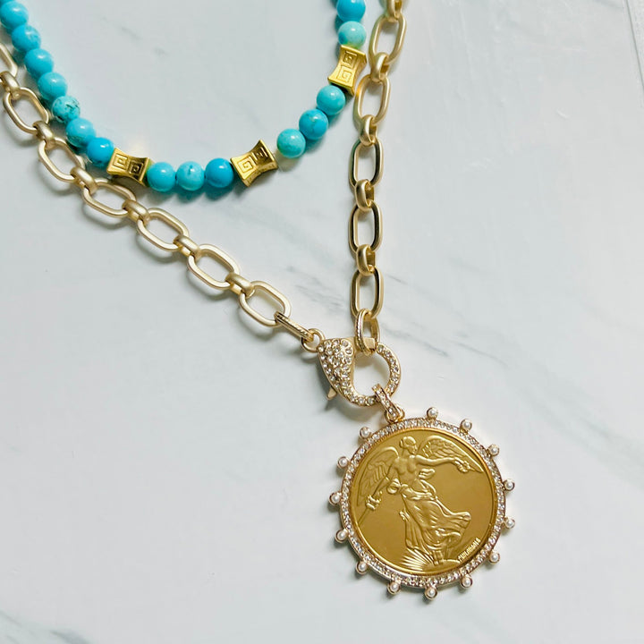 Antigua Turquoise and Gold Beaded Necklace