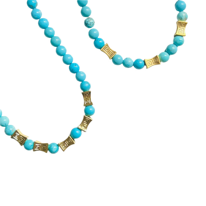 Antigua Turquoise and Gold Beaded Necklace