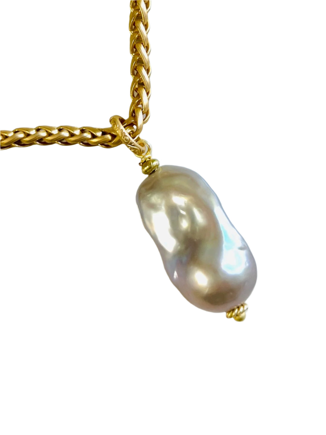 Large Silver Baroque Pearl Pendant Necklace