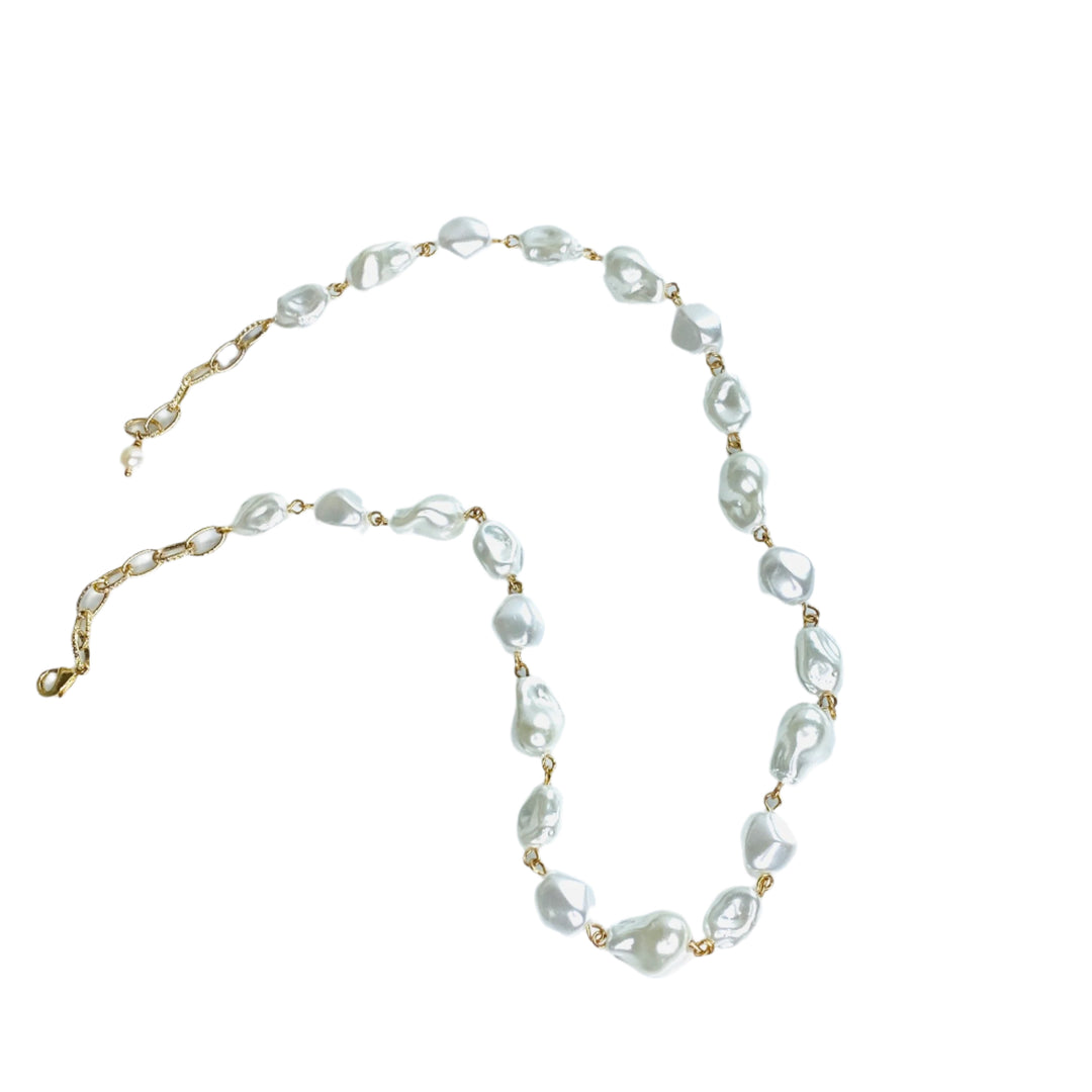 Glass Pearl Beaded Necklace in Gold or Silver