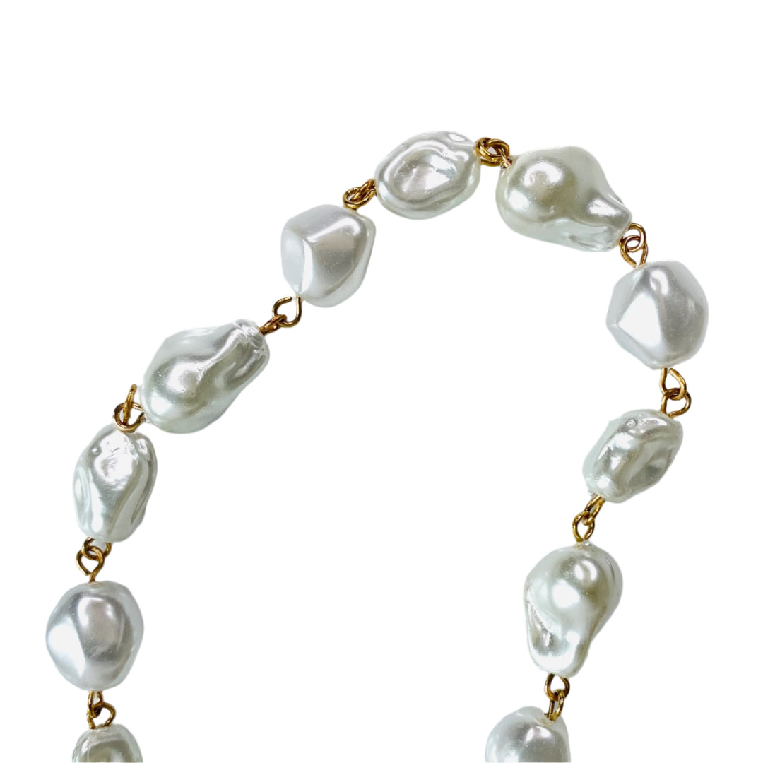 Glass Pearl Beaded Necklace in Gold or Silver