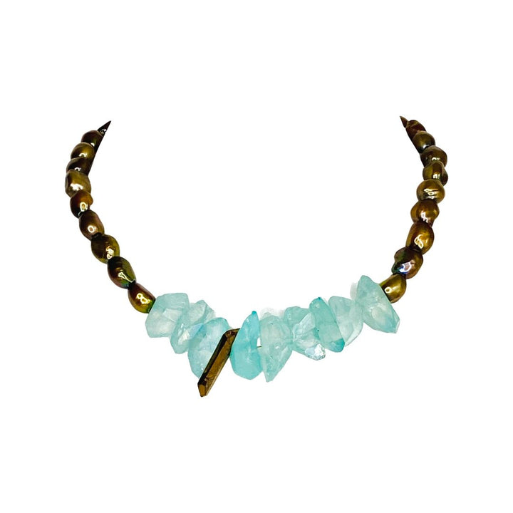 Demi Bronze Pearl and Seaglass Nugget Necklace