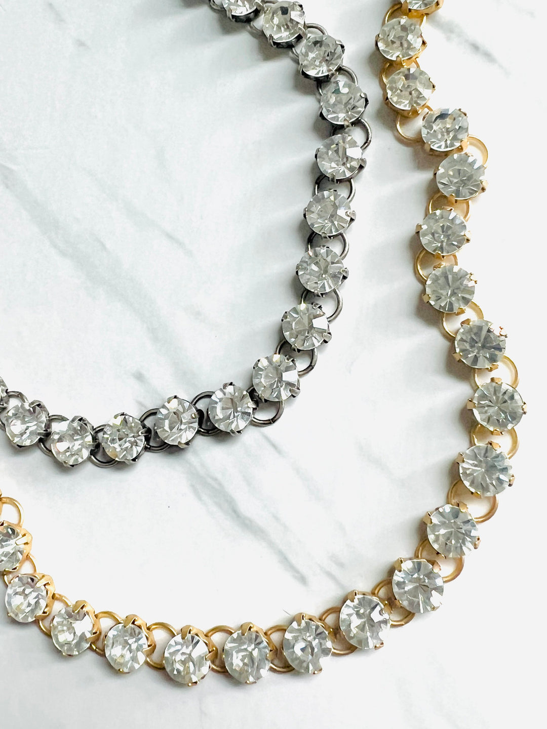 Mimi Swarovski Crystal Choker Necklace in Antique Silver and Matte Gold