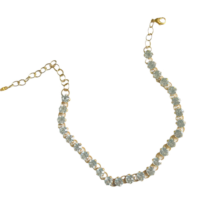 Mimi Swarovski Crystal Choker Necklace in Antique Silver and Matte Gold