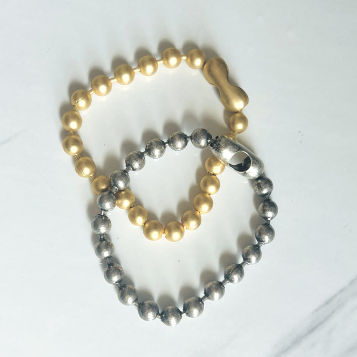 Large Ball Chain Bracelet in Matte Gold or Aged Silver