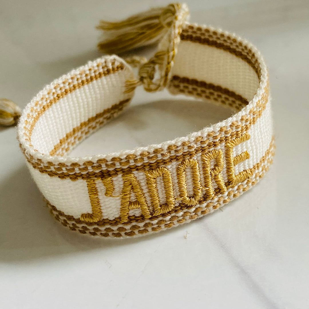 JAdore White and Gold Woven Bracelet