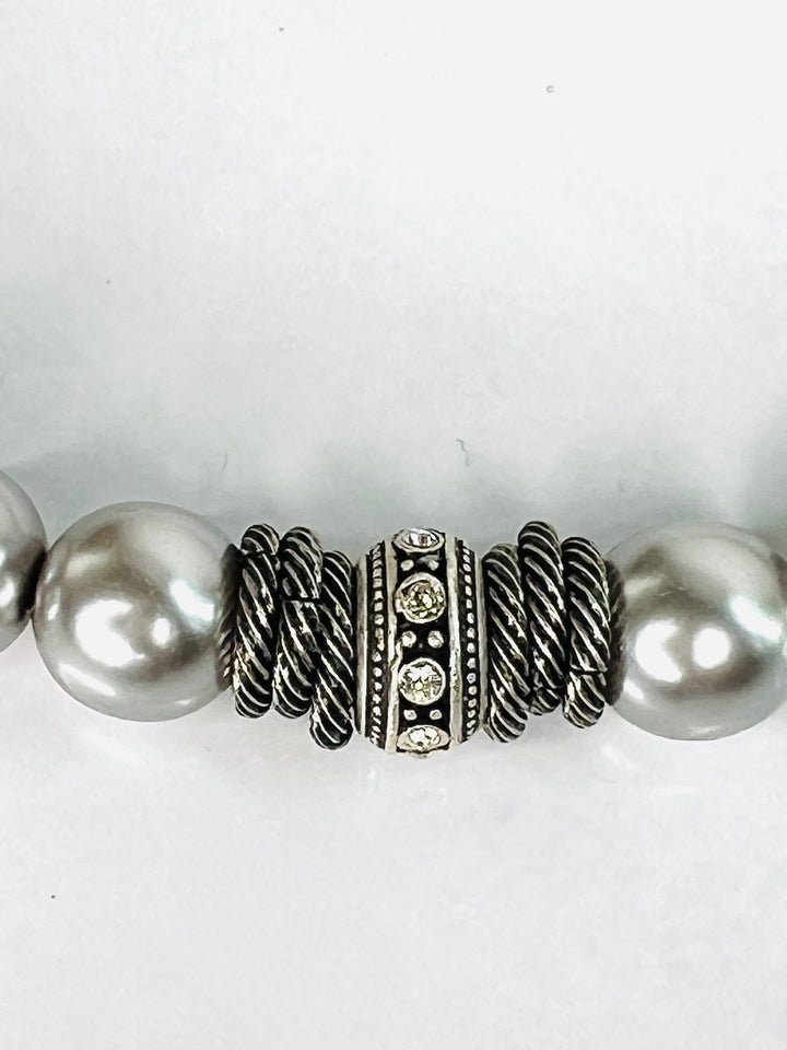Caitlin Silver Vintage Czech Pearl Necklace