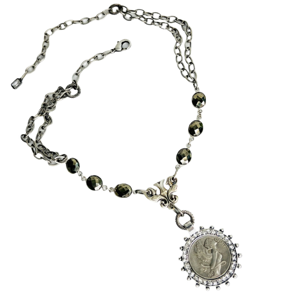 Sienna II Silver and Pyrite Coin Necklace