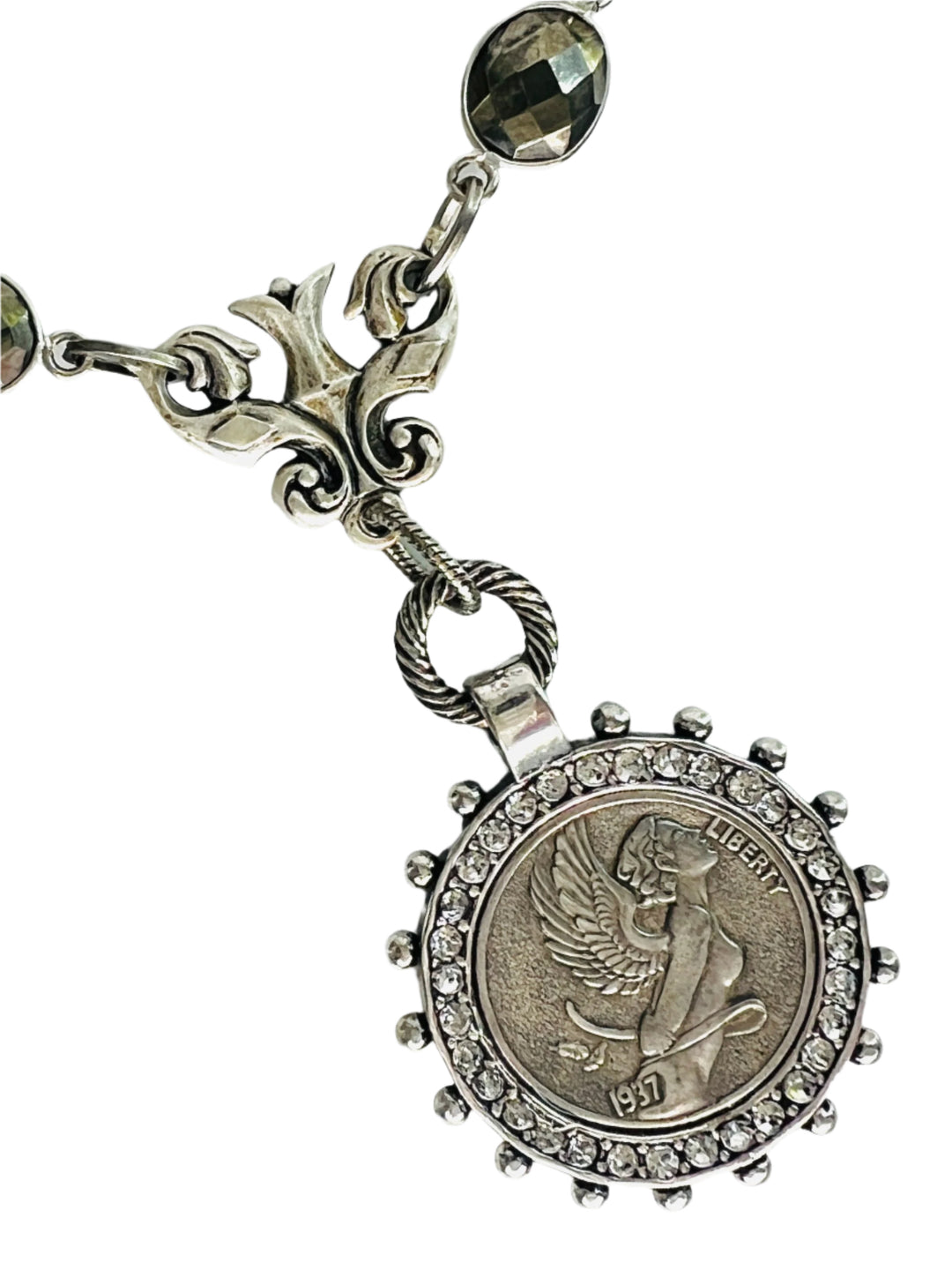 Sienna II Silver and Pyrite Coin Necklace