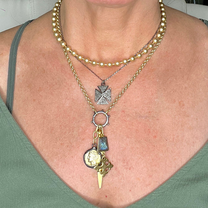 Mykonos Mixed Metal Ancient Greek Coin Charm Necklace