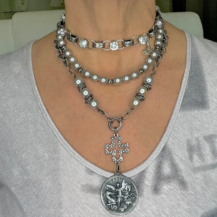 Paige Platinum Pearl Strand Necklace